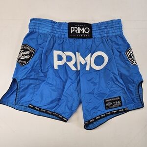 Primo Muay Thai Nylon Shorts Size 2XL Light Blue Elastic Waist, Polyester